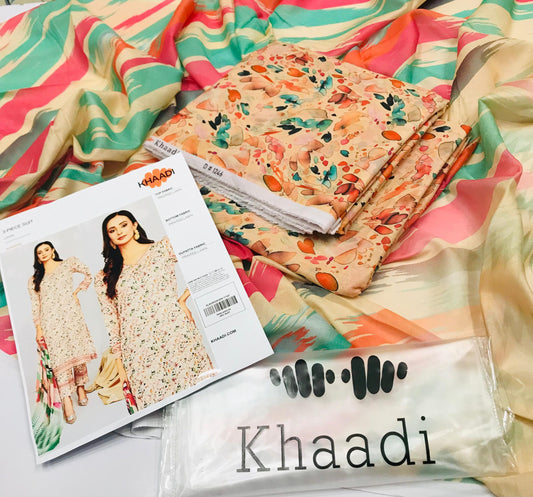 ✨ Khaadi Essence 2025 – 3 Piece Digital Printed Lawn Suit Unstitched for Women